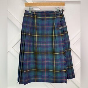Vintage Gor-Ray Wool Tartan Kilt Skirt Pleated Scottish Plaid Wrap Skirt Size Sm